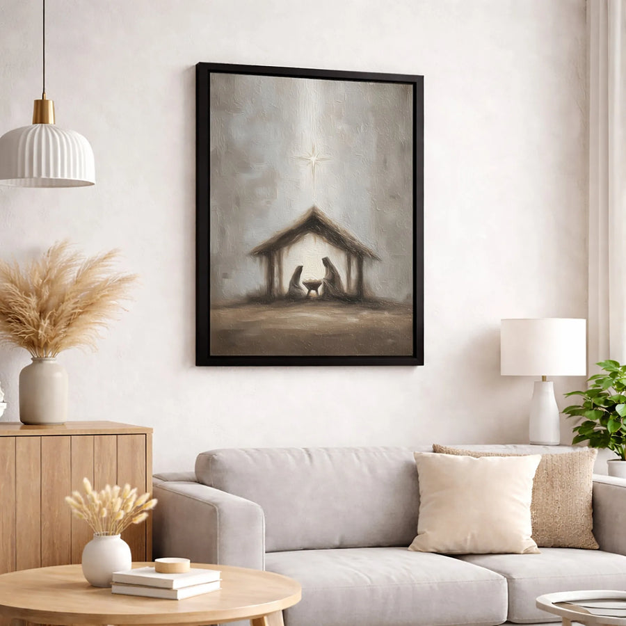 Nativity Scene Canvas Wall Art | Minimalist Christmas Decor Print | Gallery Quality 1.25" Wrap | Religious Christian Holiday Gift Home Decor