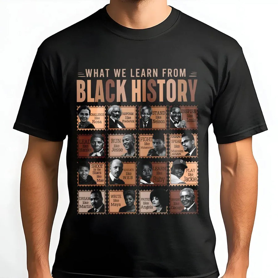 Black History Month T-Shirt | Inspirational African American Icons Graphic Tee | Premium Cotton Casual Apparel | Educational History Gift for Adults