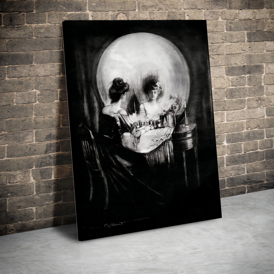 All Is Vanity Wall Art | C. Allan Gilbert Optical Illusion Skull Print | Gallery-Wrapped Canvas | Gothic Home Decor & Surrealist Gift