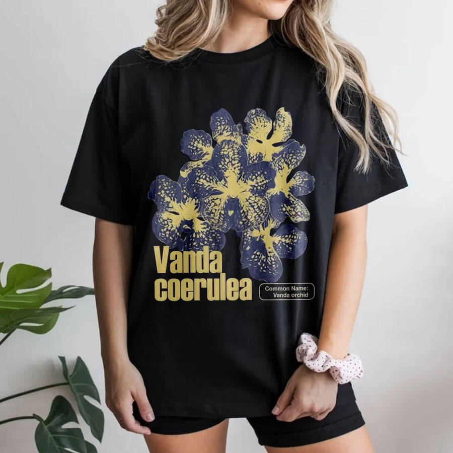 Vanda Coerulea Orchid T-Shirt | Botanical Illustration Graphic Tee | 100% Premium Cotton | Nature Lover Gift for Gardeners