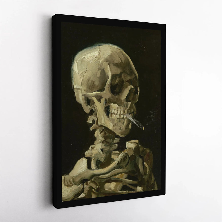 Van Gogh Skull Canvas Print | Famous Smoking Skeleton Painting | Premium Gallery Wrapped Art | Dark Academia Home Decor Gift