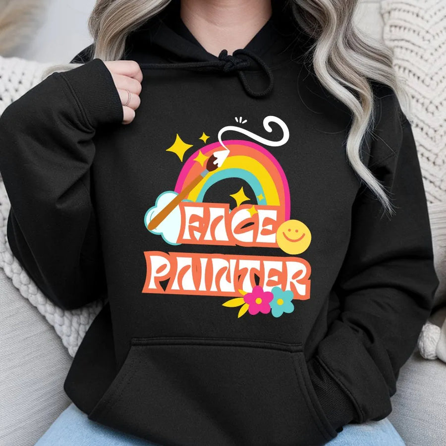 Face Painter Hoodie | Retro Rainbow Graphic Tee | Soft Cotton Shirt | Gift for Face Painting Artist