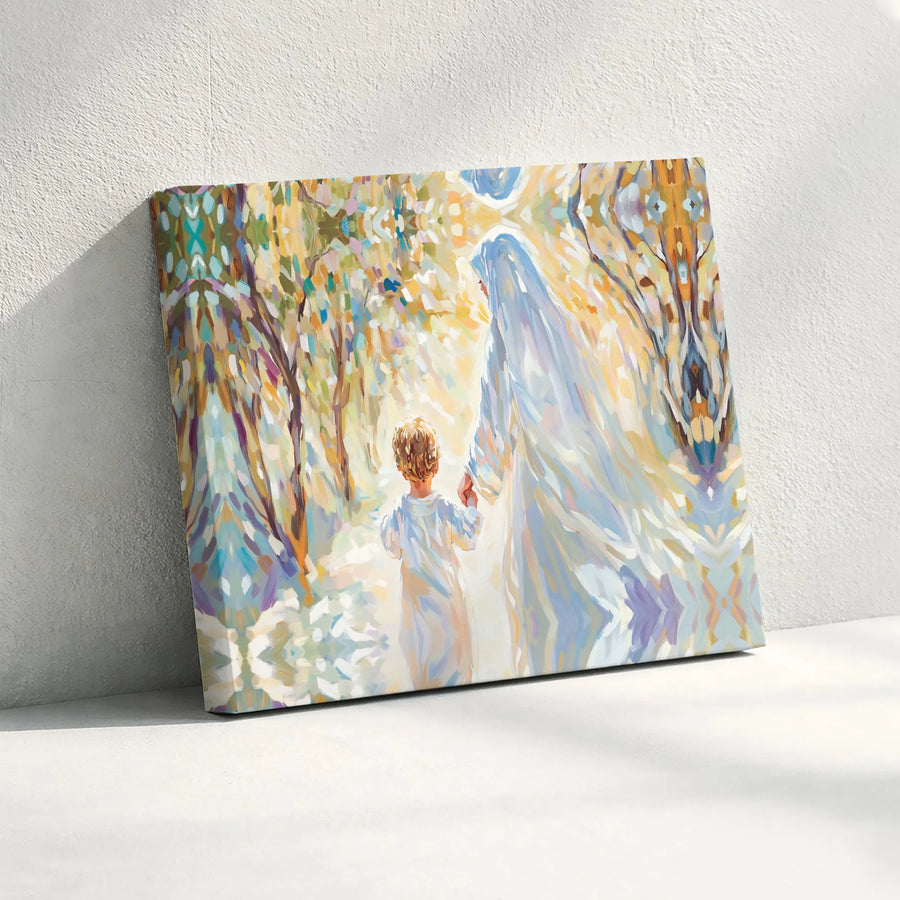 Jesus Walking With Child Canvas Print | Impressionist Christian Wall Art | Premium Gallery-Wrapped Decor | Faith-Based Religious Gift for Home