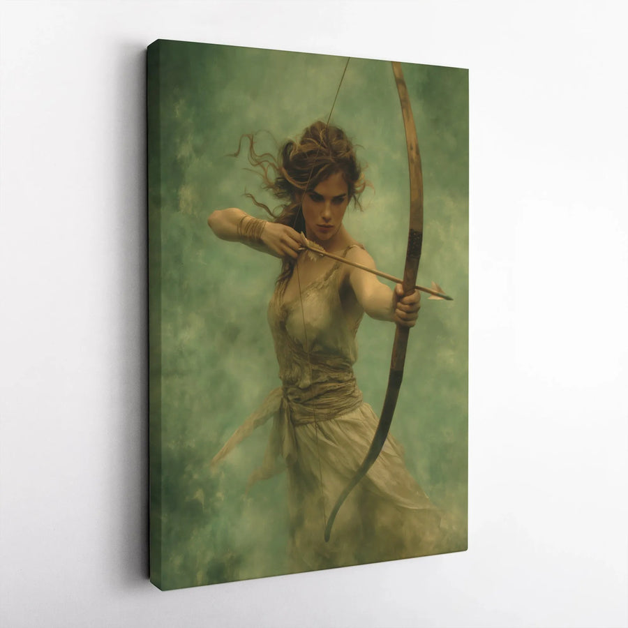 Female Archer Canvas Wall Art | Mythical Huntress Fantasy Portrait | Premium Gallery Wrapped Canvas | Gift for Gamers & Fantasy Art Lovers