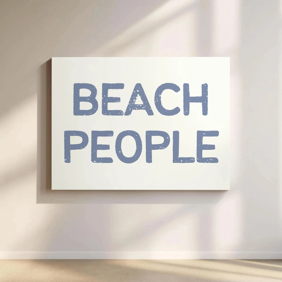 Beach People Wall Art Canvas | Minimalist Coastal Typography Decor | Premium Gallery Wrap Stretched Print | Ocean Lover Home Gift Idea