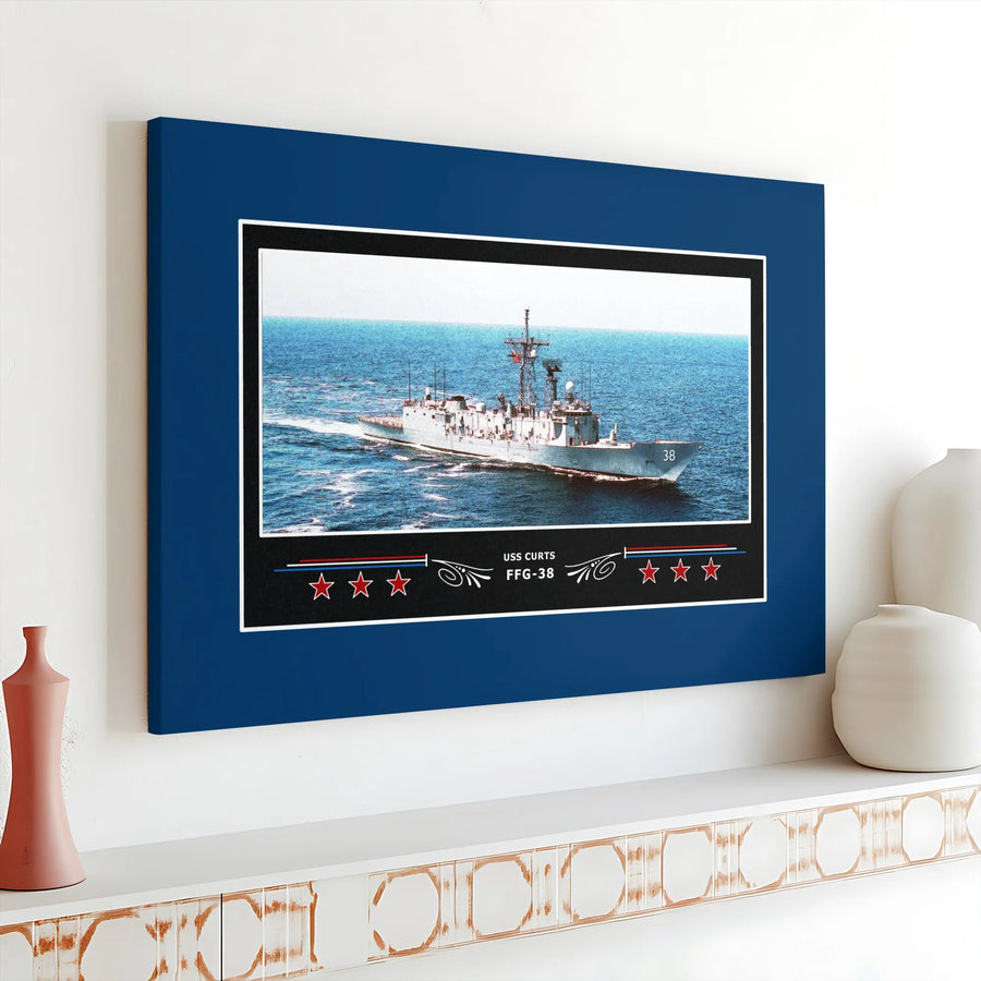 USS Curts FFG-38 Canvas Print | US Navy Frigate Ship Artwork | Premium Gallery Wrap Wall Decor | Veterans and Military History Gift