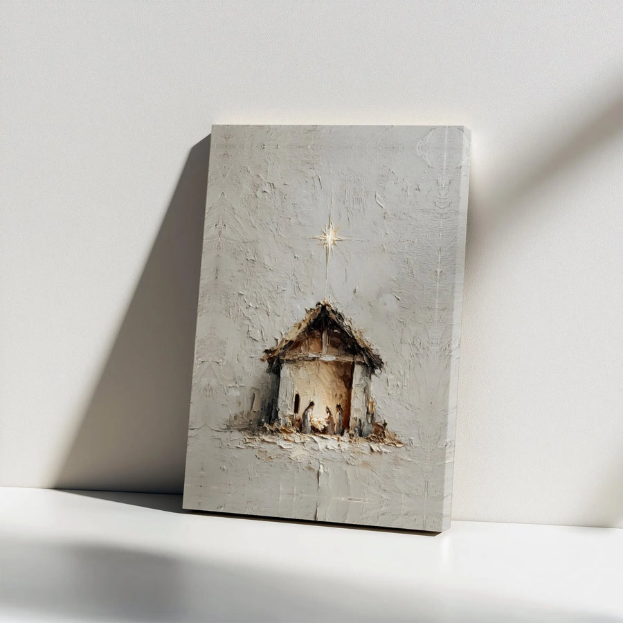 Nativity Scene Canvas Print | Textured Religious Wall Art | Premium Gallery Wrap Decor | Christmas Holiday Gift For Christian Home
