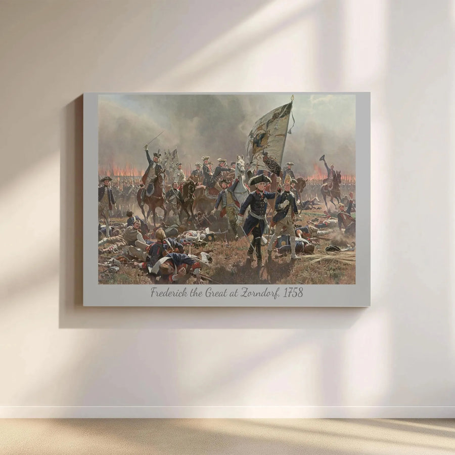 Frederick the Great at Zorndorf 1758 Canvas Print | Battle of Zorndorf Fine Art | 1.25 Inch Gallery Wrap | Historical Military Wall Decor Gift
