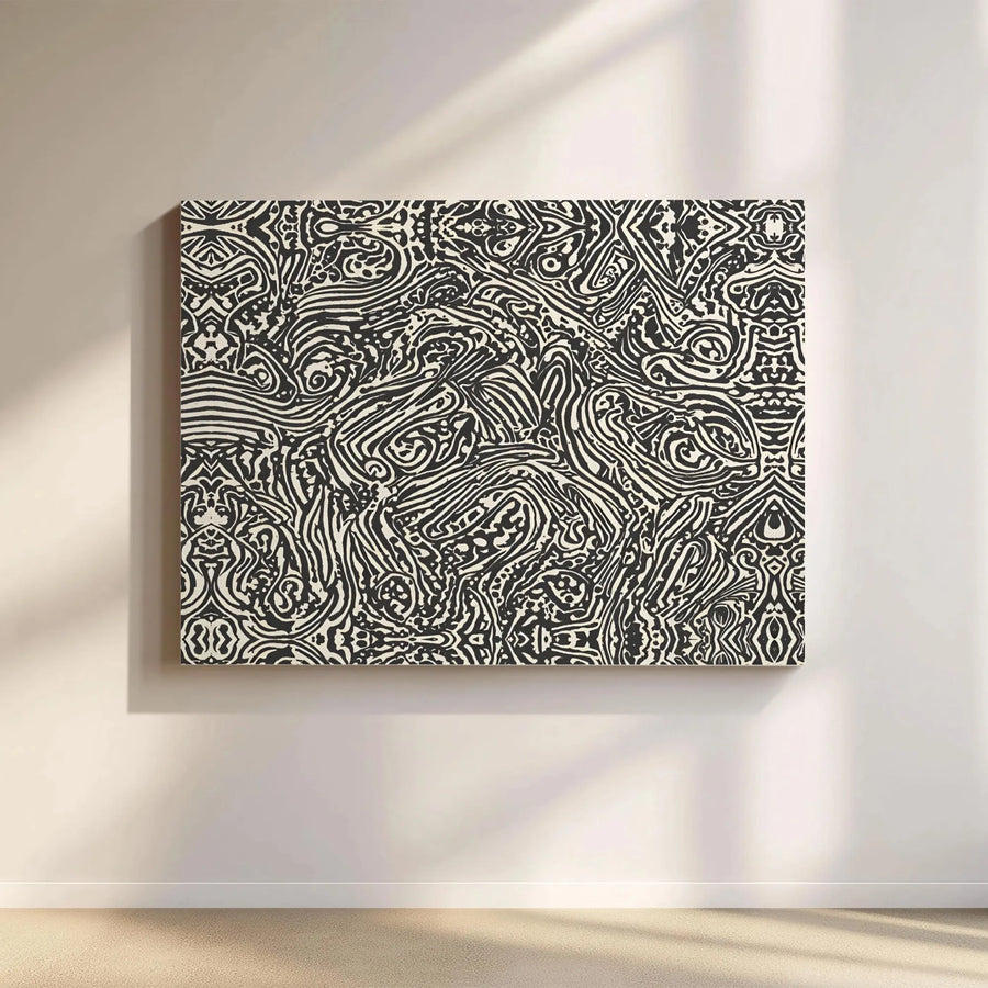 Abstract Canvas Wall Art | Intricate Black and White Swirl Pattern | Premium Gallery-Wrapped Print | Modern Minimalist Home Decor Gift