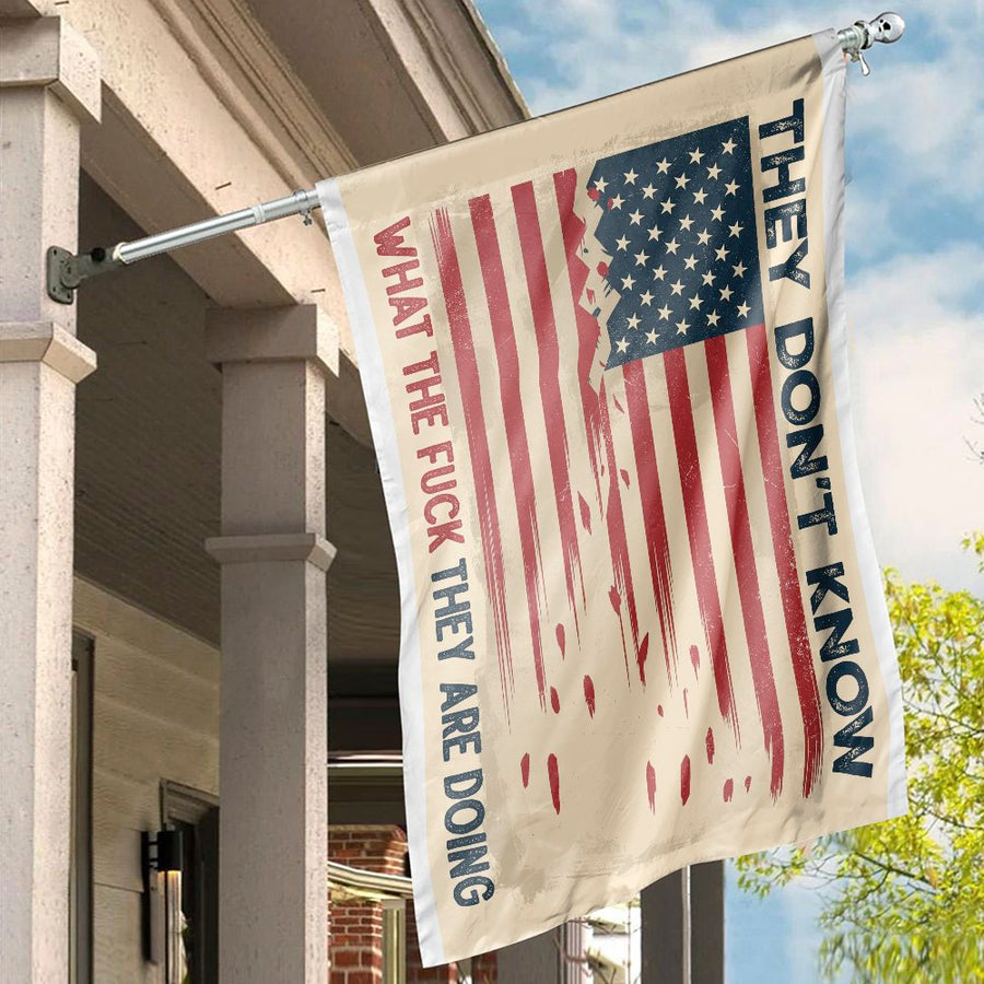 They Don't Know American Flag | Distressed USA Patriotic Banner | Weather-Resistant Polyester | Funny Statement House Flag Decor