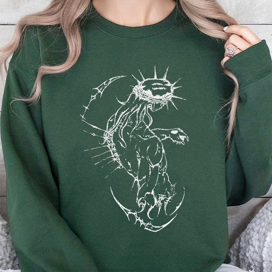 Gothic Jesus Sweatshirt | Dark Aesthetic Crown of Thorns Graphic | Premium Cotton Blend Crewneck | Edgy Streetwear for Men and Women
