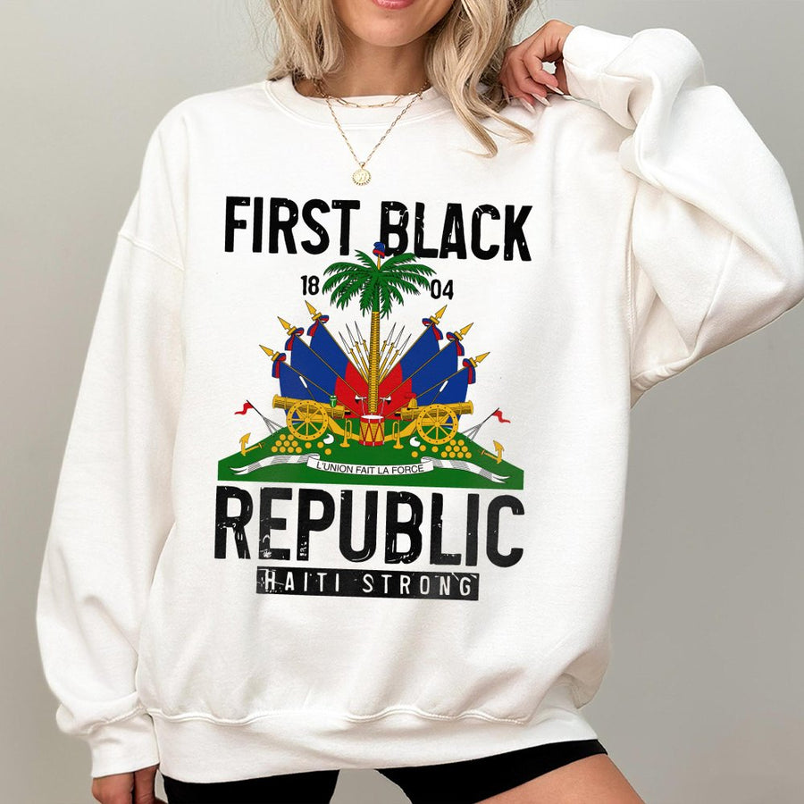 First Black Republic Haiti Sweatshirt | Haitian Flag Emblem & 1804 History | Premium Cotton Blend | Haiti Strong Apparel Gift for Men & Women