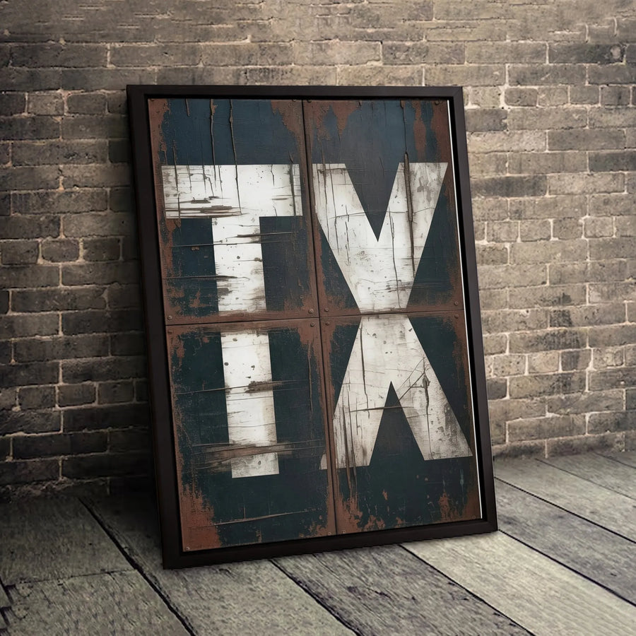 Texas Wall Art | Rustic Industrial TX Typography | Premium Gallery-Wrapped Canvas | Modern Farmhouse Decor Gift