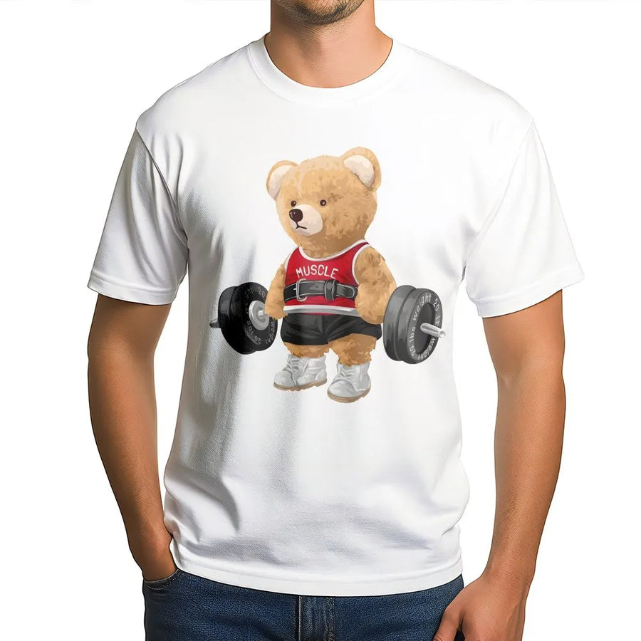Weightlifting Bear Gym Shirt | Funny Teddy Bear Workout Graphic Tee | Soft Cotton Fitness Apparel | Gift for Powerlifter and Bodybuilder