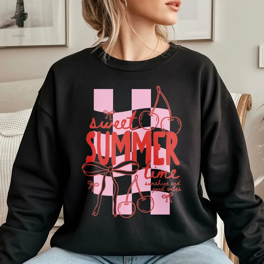Coquette Cherry Sweatshirt | Sweet Summer Time Graphic Print | Premium Soft Blend | Aesthetic Vacation Gift for Her