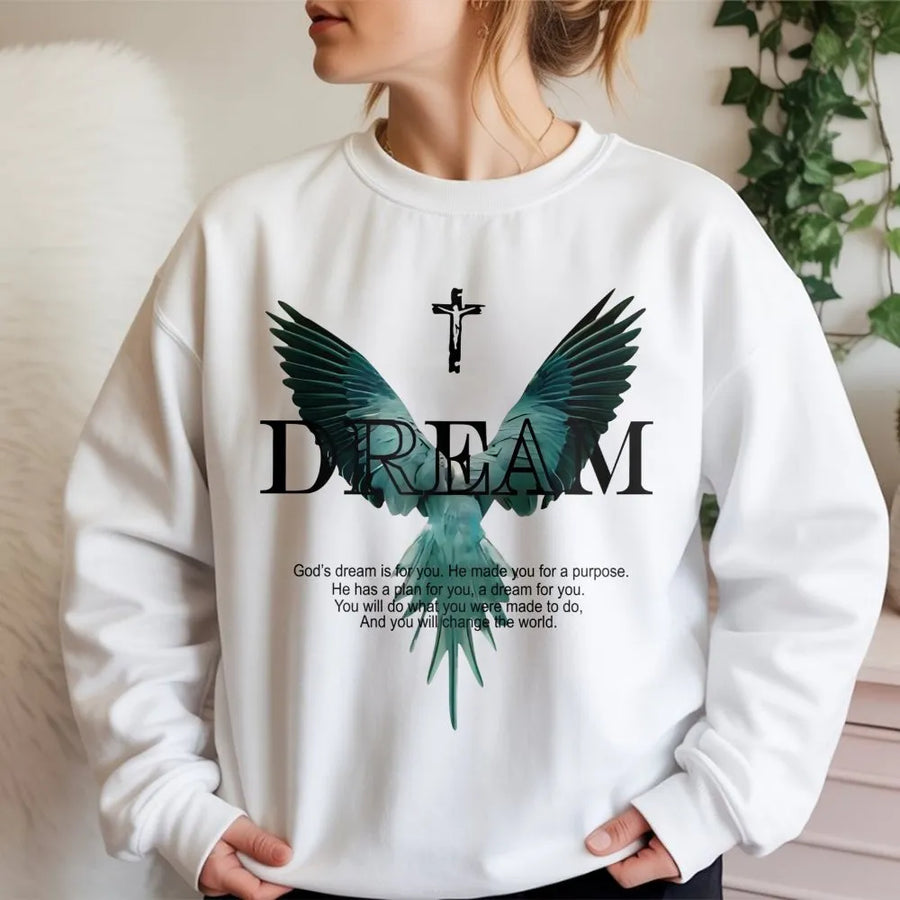 God's Dream Cross Sweatshirt | Inspirational Faith Quote Apparel | Premium Cotton Blend Crewneck | Religious Gift For Men And Women