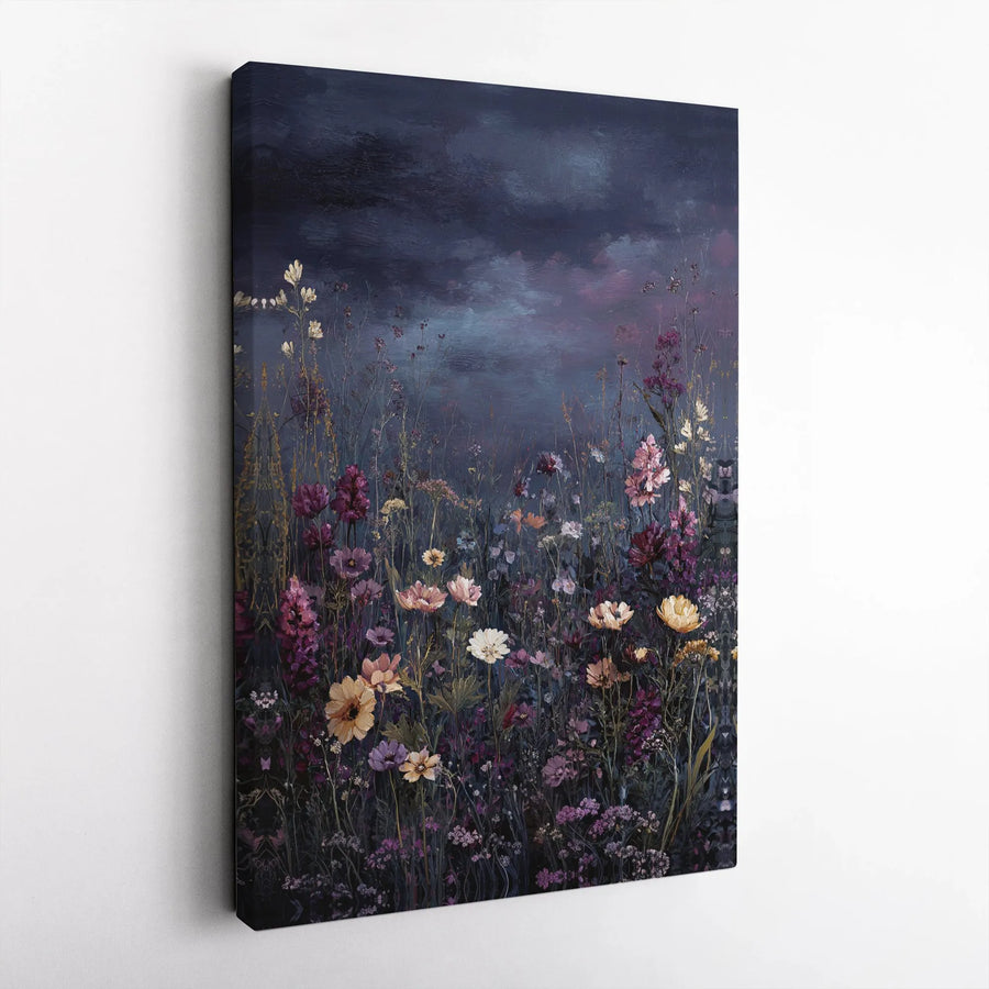 Moody Wildflower Canvas Wall Art | Dark Botanical Painting Print | Premium Gallery Wrapped Canvas | Modern Farmhouse Decor Gift
