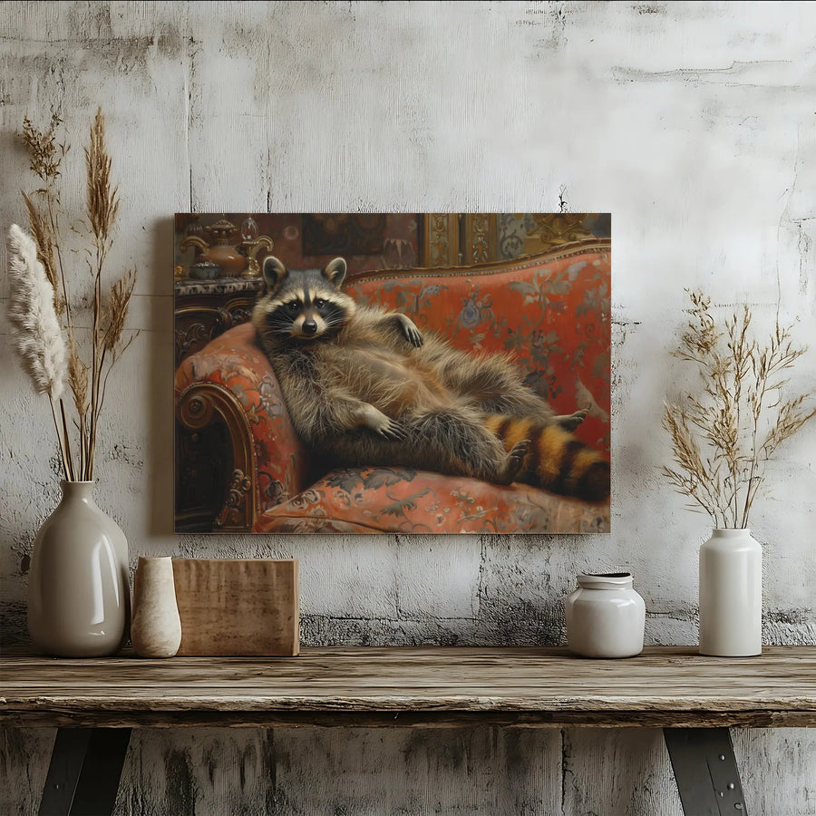 Regal Raccoon Canvas Wall Art | Vintage Animal Portrait Painting | Premium 1.25" Thick Canvas | Funny Home Decor Gift for Animal Lovers