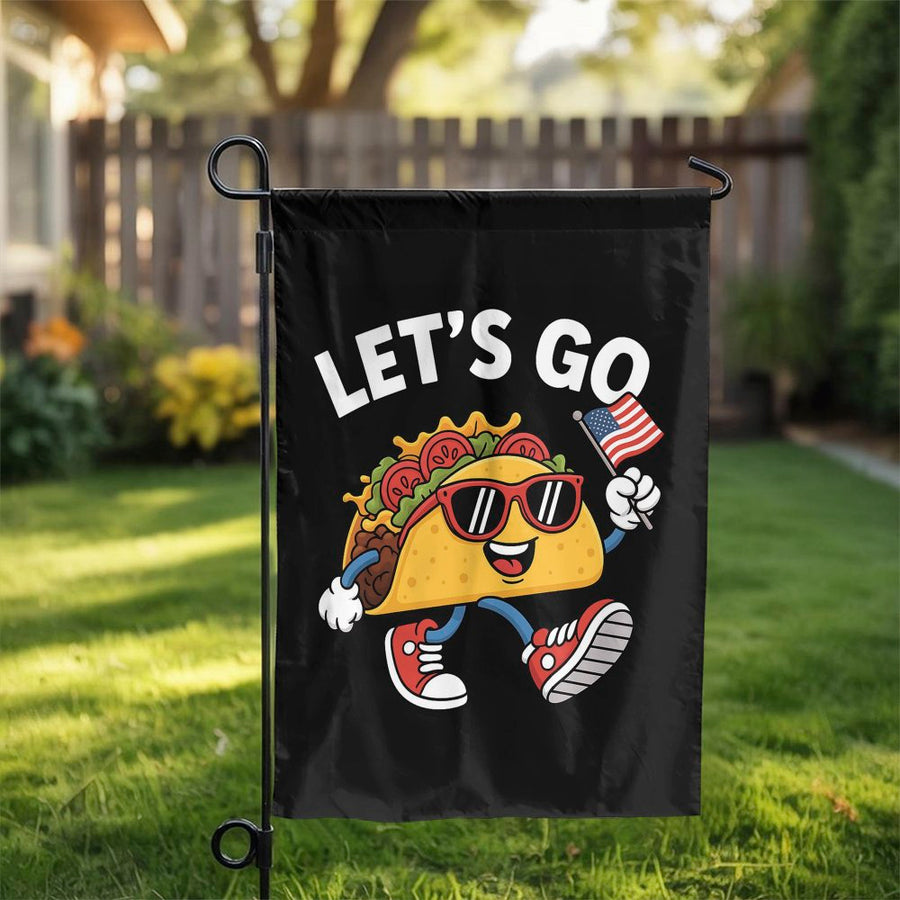 Taco Garden Flag | Patriotic American Flag & Foodie Design | Durable Premium Polyester | Unique Outdoor Yard Decor Gift