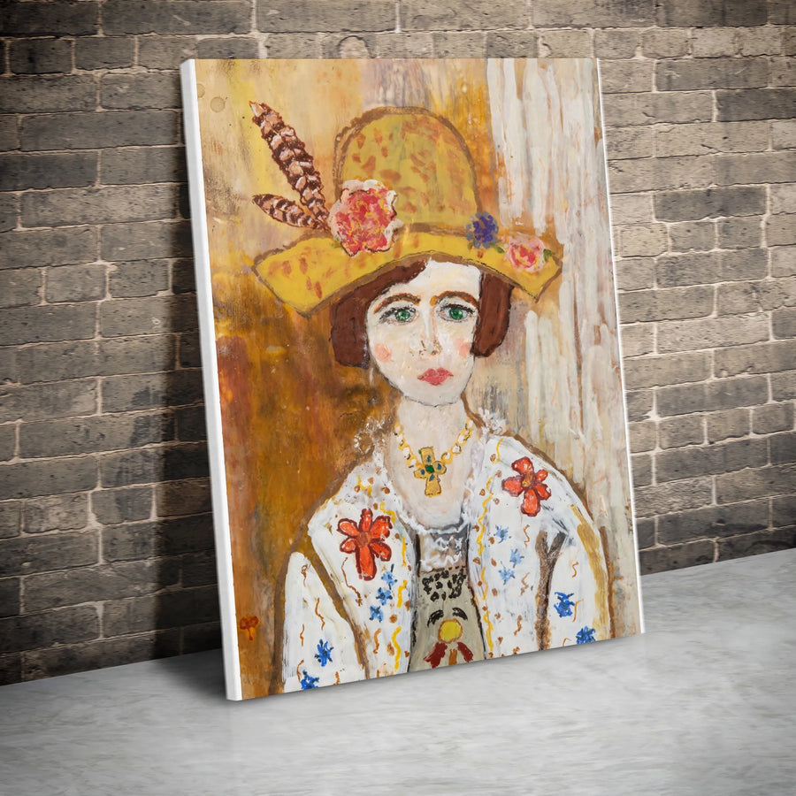 Suffragette Portrait Canvas Print | Vintage Style Folk Art Painting | Thick Gallery Wrap Canvas | Historical Wall Decor Gift for Her