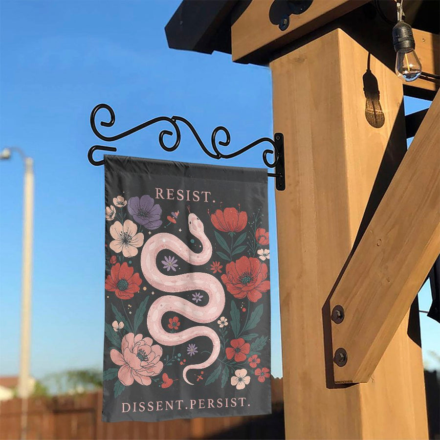 Resist Dissent Persist Garden Flag | Snake Floral Yard Decor | Weather-Resistant Premium Polyester | Feminist Statement Outdoor Gift