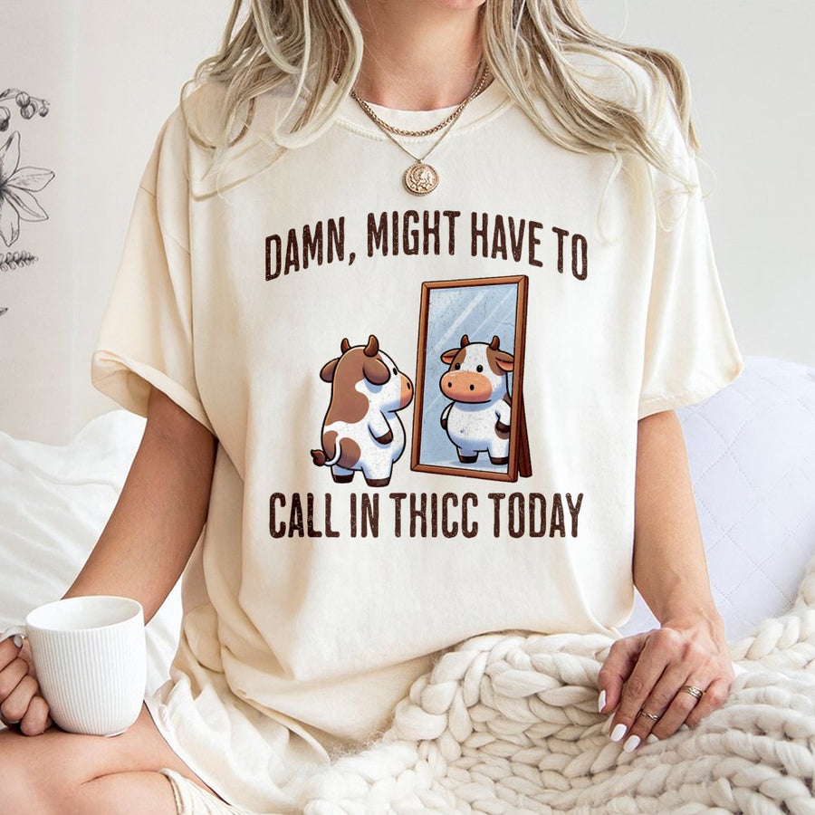 Thicc Cow Gym T-Shirt | Funny Workout Humor Graphic Tee | 100% Premium Soft Cotton | Sarcastic Fitness Gift for Men and Women
