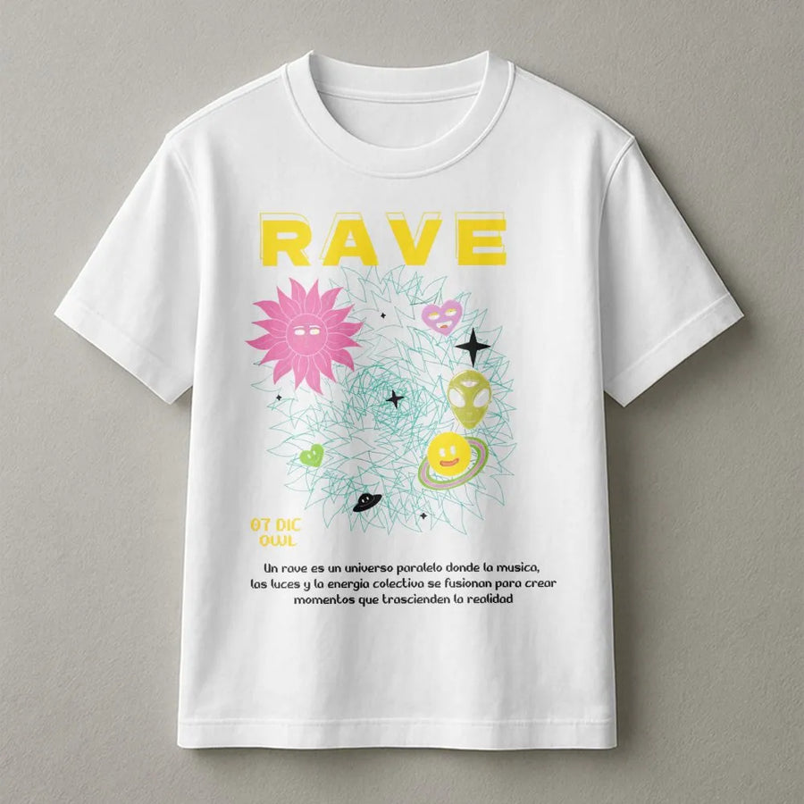 Rave Graphic T-Shirt | Alien Smiley EDM Festival Print | 100% Cotton Premium Streetwear | Unisex Aesthetic Gift For Music Lovers