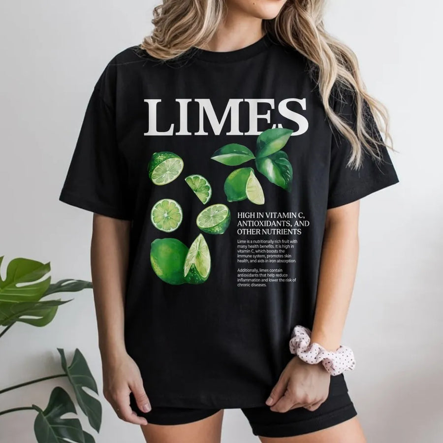 Botanical Lime T-Shirt | Y2K Aesthetic Fruit Graphic | Premium Cotton Tee | Gift for Foodies and Health Enthusiasts