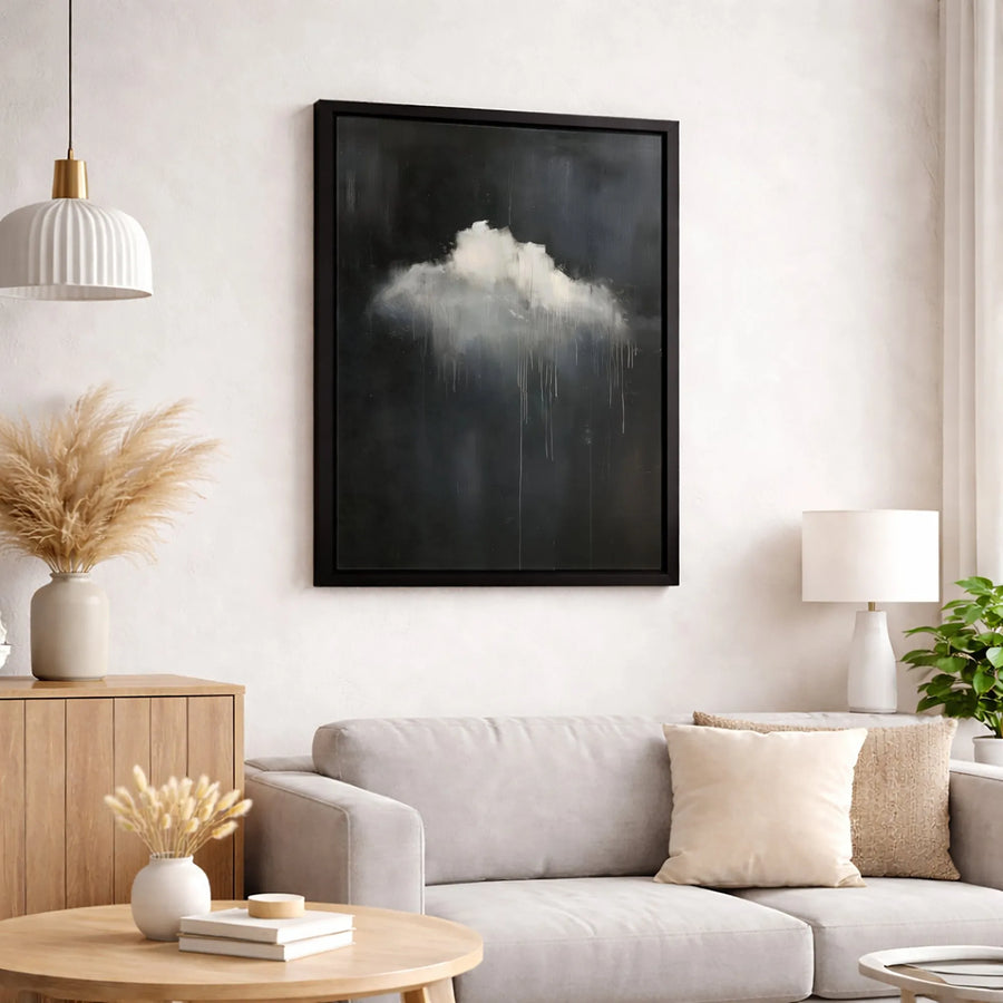 Abstract Moody Cloud Canvas Art | Minimalist Rain Storm Wall Decor | Gallery-Wrapped Premium Canvas | Modern Home & Office Interior Accent