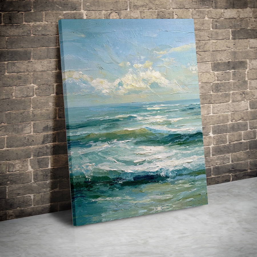 Ocean Waves Wall Art | Impasto Oil Painting Style Seascape | Premium 1.25-Inch Gallery Canvas | Coastal Decor Gift for Home and Office