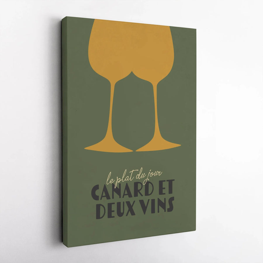 French Bistro Wall Art | Le Plat du Jour Minimalist Wine Print | Premium Canvas with 1.25" Depth | Kitchen Decor Gift for Wine Lover
