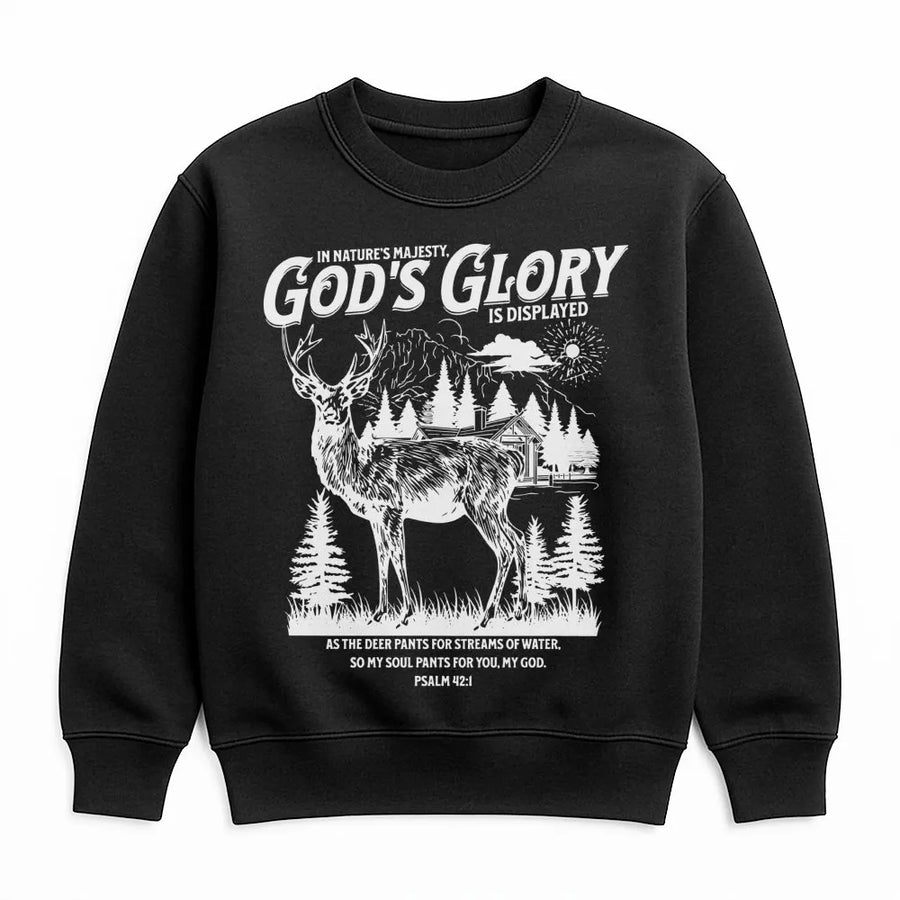 Psalm 42:1 Deer Sweatshirt | Nature Wildlife Graphic | Premium Unisex Crewneck | Christian Hunting Gift for Men and Women