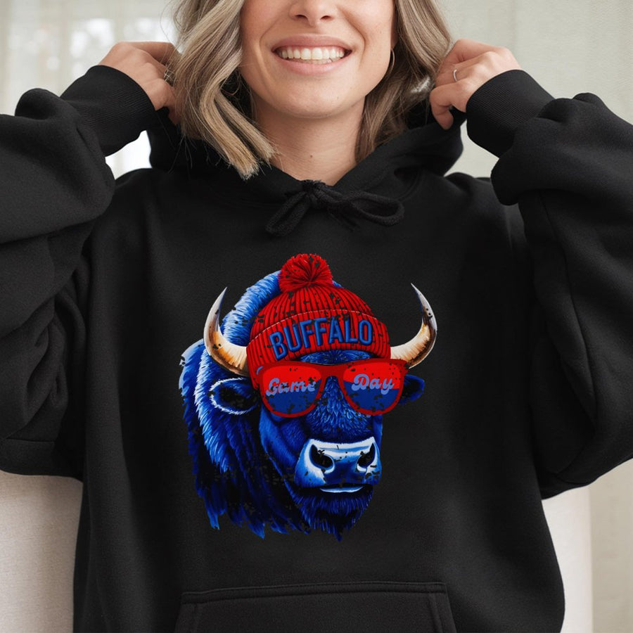 Buffalo Football Game Day Hoodie | Retro Bison Graphic Print | Cotton-Blend Premium Comfort | Unisex Gift For Fans