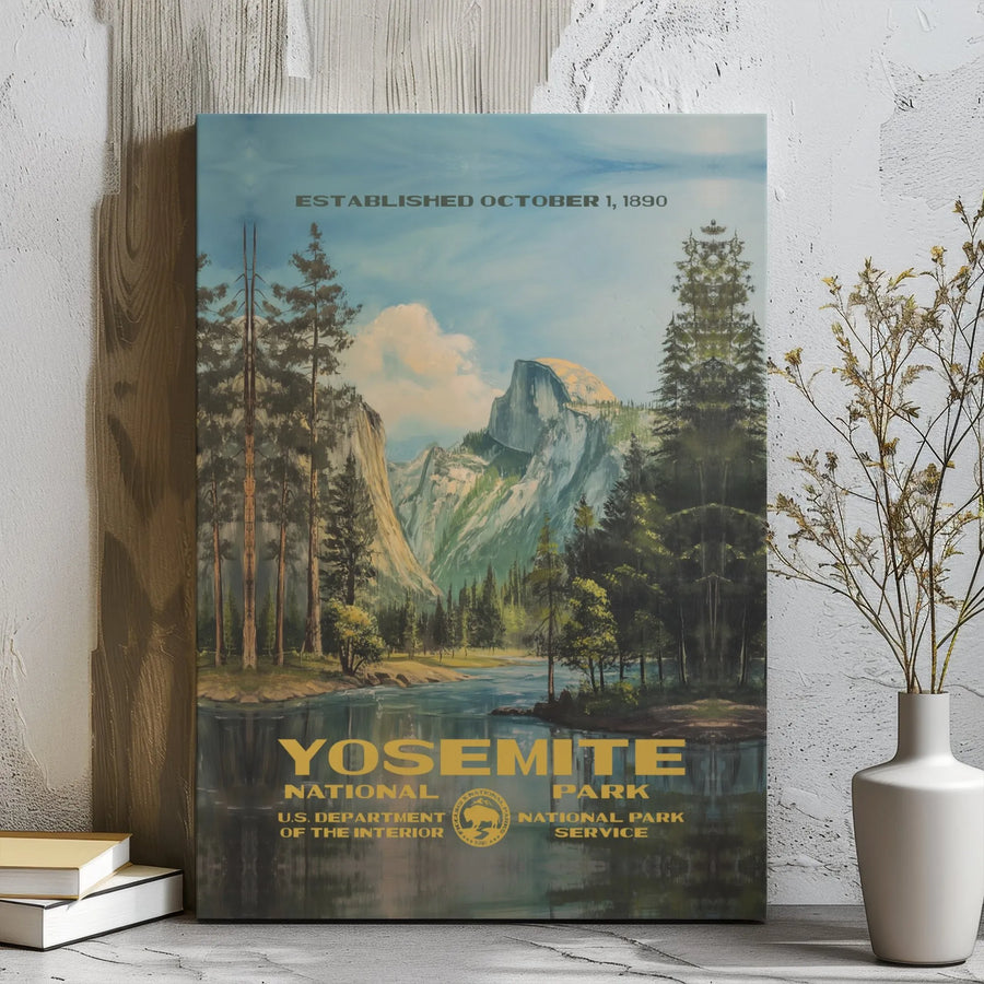 Yosemite National Park Poster | Vintage Travel Landscape Art | Gallery Wrapped Canvas | Premium Nature Gift for Outdoor Enthusiasts
