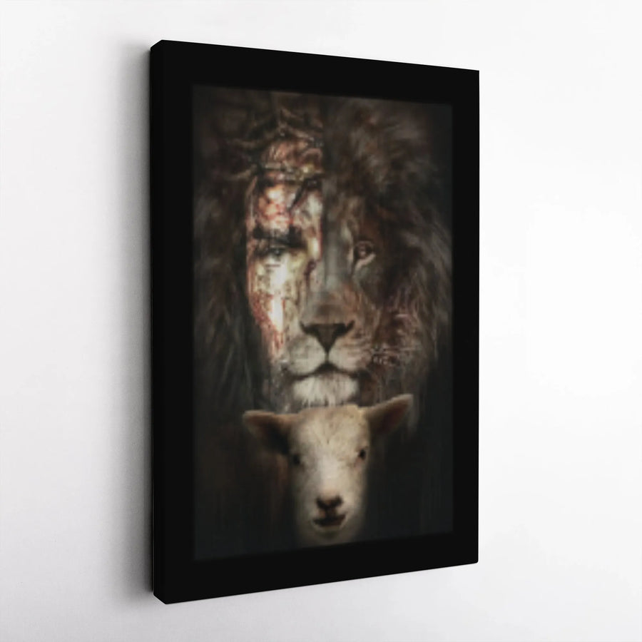 Lion of Judah and Lamb of God Canvas | Jesus Christ Religious Wall Art | 1.25 Inch Premium Gallery Wrap | Spiritual Christian Home Decor Gift