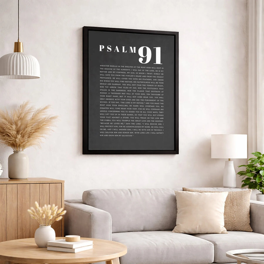 Psalm 91 Wall Art | Scripture Bible Verse Print | Premium Gallery Wrapped Canvas | Religious Christian Home Decor Gift
