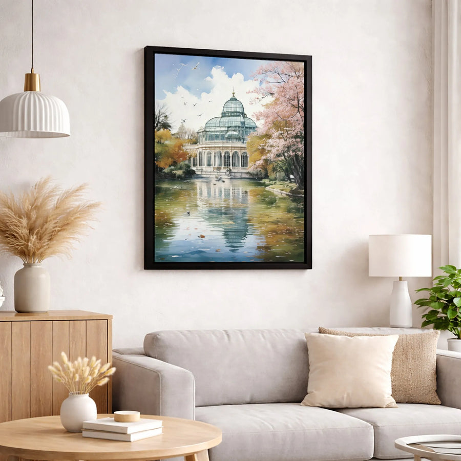 Palacio de Cristal Canvas Print | Madrid Spain Watercolor Art | Gallery Quality 1.25 Inch Wall Decor | Travel Lover Gift