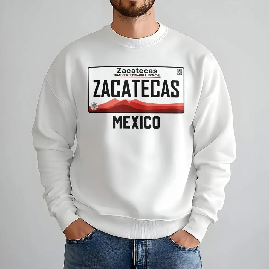 Zacatecas Mexico Sweatshirt | Vintage License Plate Graphic Tee | Soft Cotton Heritage Apparel | Gift for Zacatecano