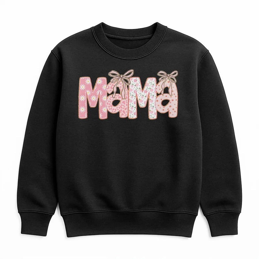 Mama Sweatshirt | Floral Coquette Bow Design | Soft Cotton Blend | Trendy Mother's Day 2026 Gift For New Mom