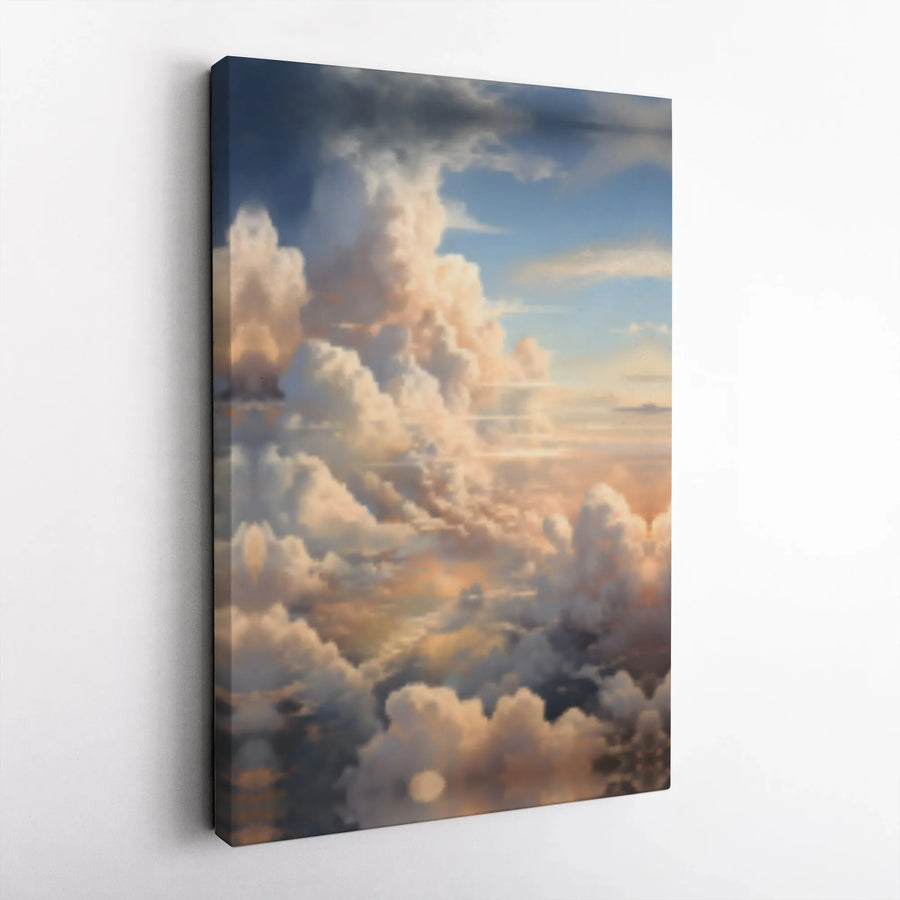 Ethereal Sunset Cloudscape Canvas Wall Art | Dreamy Sky Painting Decor | Premium Gallery-Wrapped Print | Serene Home Office Gift