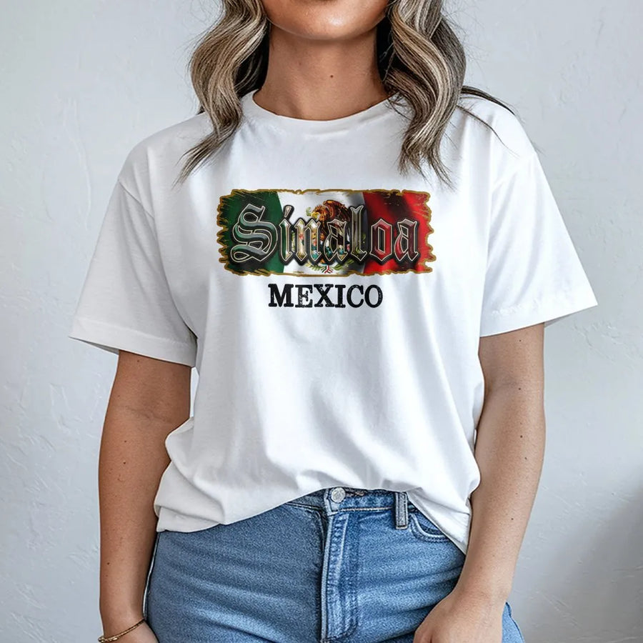 Sinaloa Mexico T-Shirt | Vintage Distressed Mexican Flag Graphic | Premium Cotton-Blend | Mexican Heritage Pride Gift for Men & Women
