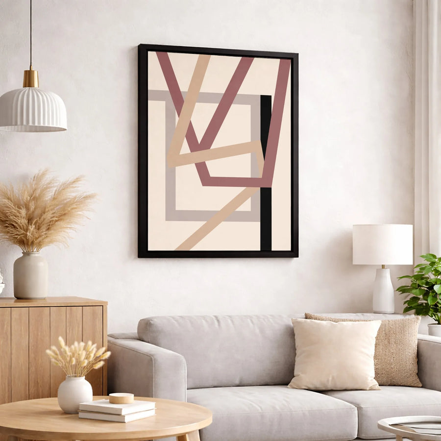 Abstract Geometric Wall Art | Modern Minimalist Line Drawing | Premium Gallery Wrapped Canvas | Elegant Home Decor for Living Room Office