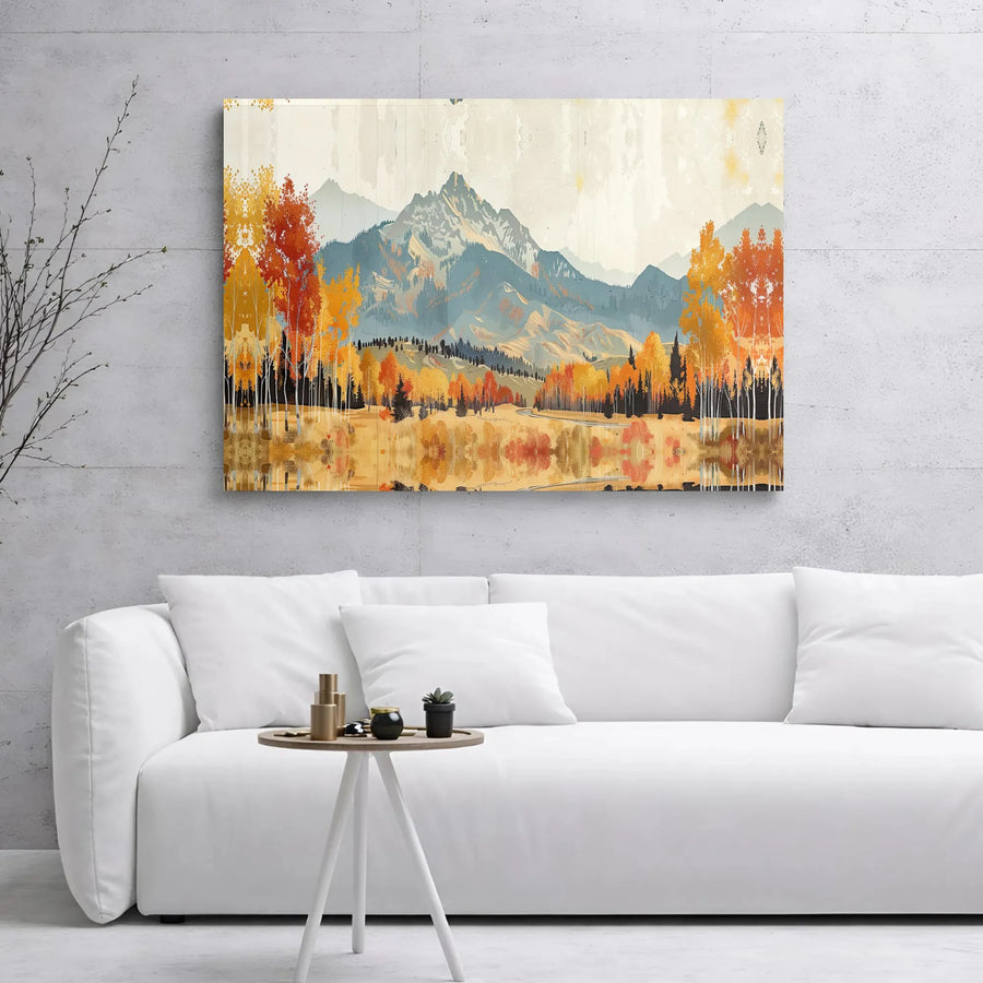 Autumn Mountain Landscape Canvas Print | Fall Aspen Forest Lake View | Premium Gallery Wrap Wall Art | Modern Rustic Home Decor Gift