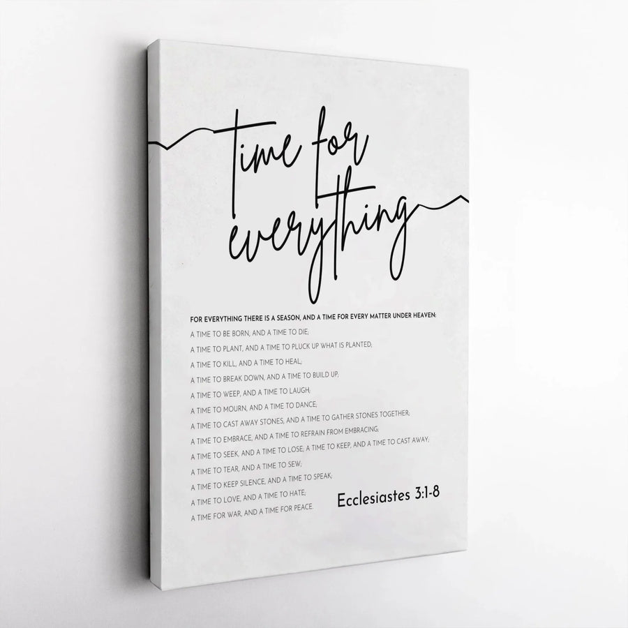 Ecclesiastes 3:1-8 Bible Verse Canvas | Time For Everything Scripture Wall Art | Premium Gallery Wrap Decor | Inspirational Christian Home Gift