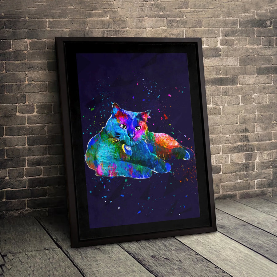 Colorful Cat Canvas Wall Art | Vibrant Abstract Pop Art Pet Portrait | Premium 1.25" Gallery Wrap | Modern Home Decor Gift for Cat Lovers