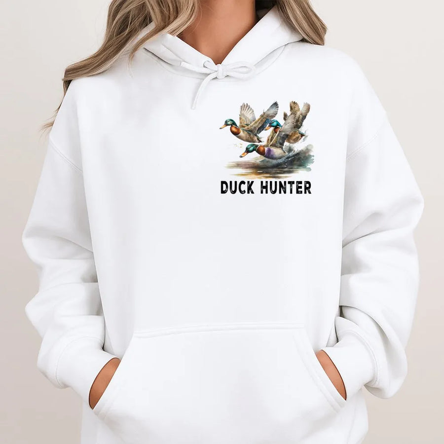 Duck Hunter Hoodie | Watercolor Mallard Duck Design | Premium Cotton Blend | Gift for Duck Hunting Enthusiasts & Outdoorsmen