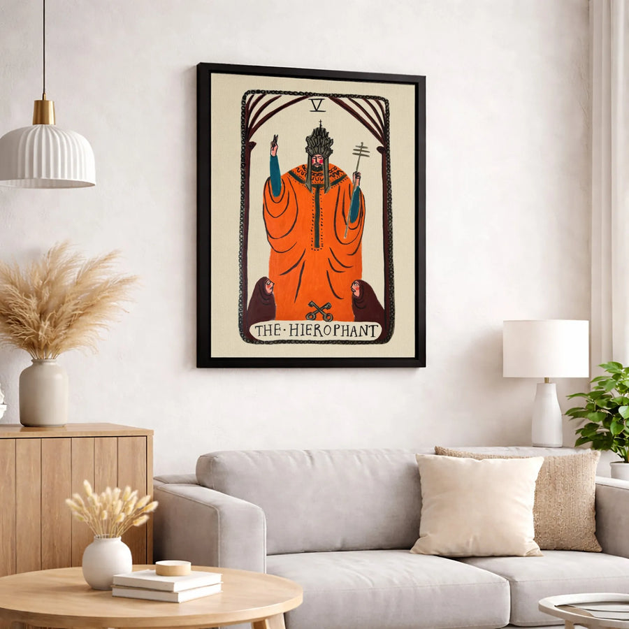The Hierophant Tarot Card Wall Art | Mystical V Major Arcana Print | Premium Gallery Wrapped Canvas | Witchy Decor Gift for Divination Enthusiasts