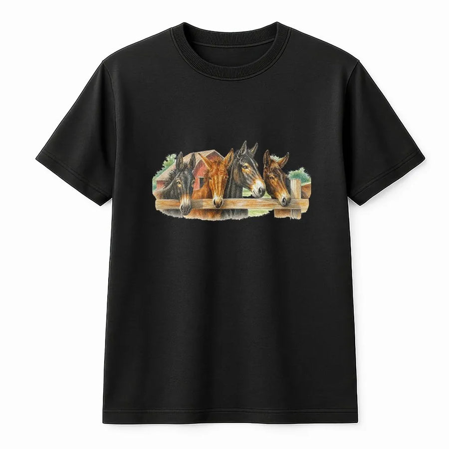 Vintage Horse T-Shirt | Western Farm Scene Graphic Sweatshirt | Premium Cotton Blend | Gift for Country Cowboy & Rodeo Lovers