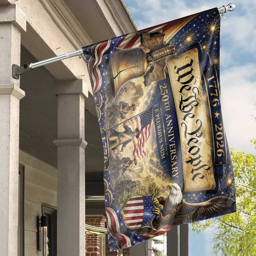 USA 250th Anniversary House Flag | We The People 1776-2026 Patriotic Eagle Design | Premium Double-Sided Weatherproof Polyester | Commemorative Gift & Outdoor Yard Decor
