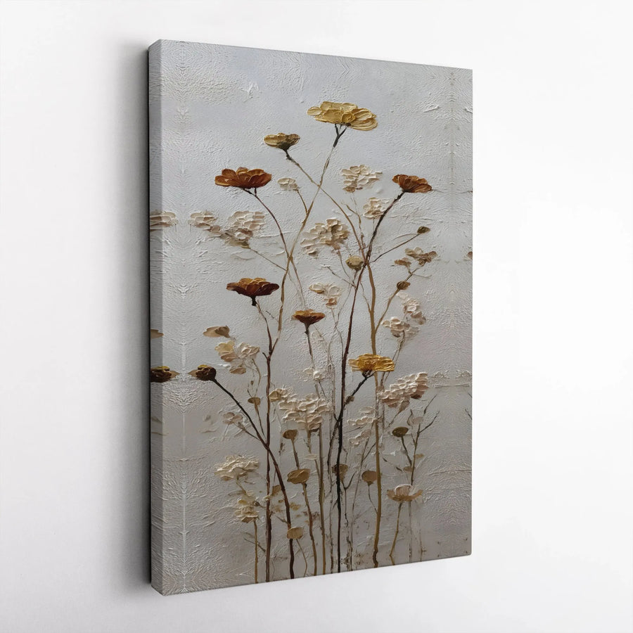 Textured Wildflower Canvas Print | Minimalist 3D Botanical Art | Premium Gallery Canvas | Modern Farmhouse Decor Gift